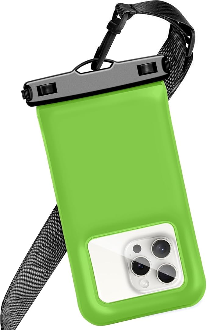 Floatable Soap Bubble Waterproof Phone Pouch Case with Crossbody Lanyard for iPhone 17 series 16 Pro Max/15 Pro/14/13, IP68 Cellphone Dry Bag Beach Cruise Ship Essential,1 Pack-Light Green-7″