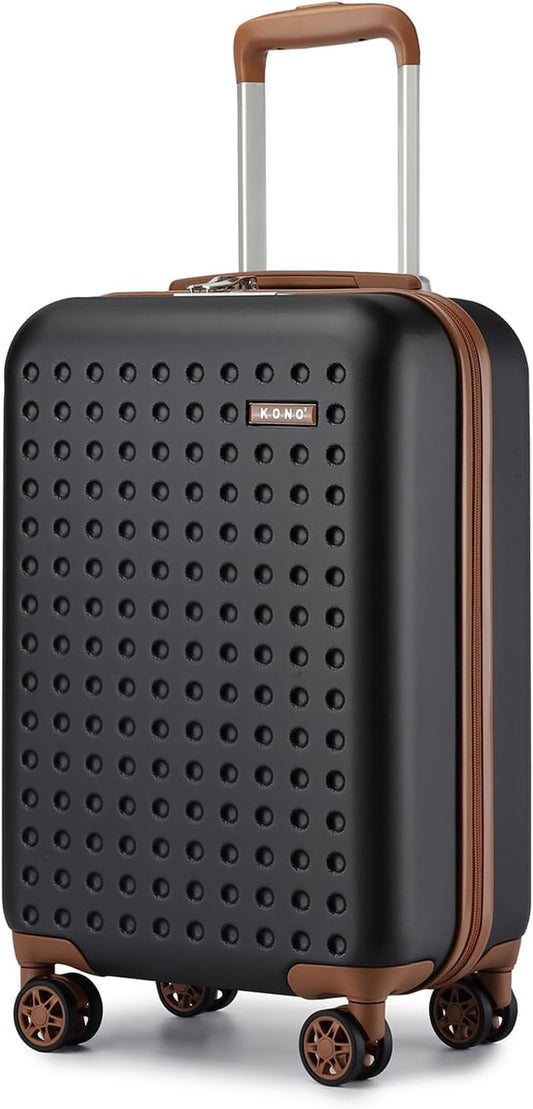 Kono Carry On Luggage 22x14x9 Airline Approved Lightweight Hardside Suitcase with Spinner Wheels & Built-in TSA Lock (Black, 20 Inch)