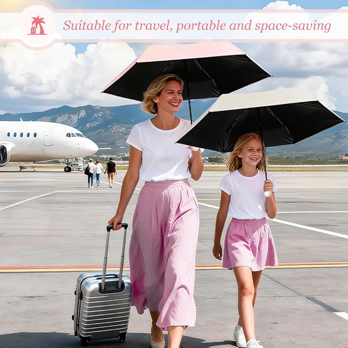 TOPSAIL Mini Umbrella Compact for Travel, UV Sun Protection(UPF50+), Waterproof for Light Rain, Suitable for Women & Kids With a Case, Manual 6k Folding Small Pocket Size Ufor Backpack/Purse