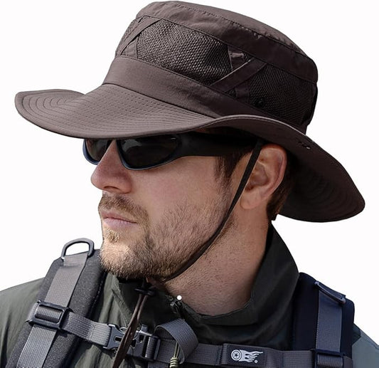Fishing Hat UPF50+ Wide Brim Sun Hat for Men Women, Water Resistant Summer Sun Protection Safari Hat Hiking Bucket Hat