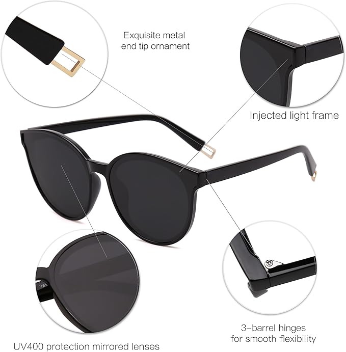 SOJOS Fashion Round Sunglasses for Women Men Oversized Vintage Shades SJ2057