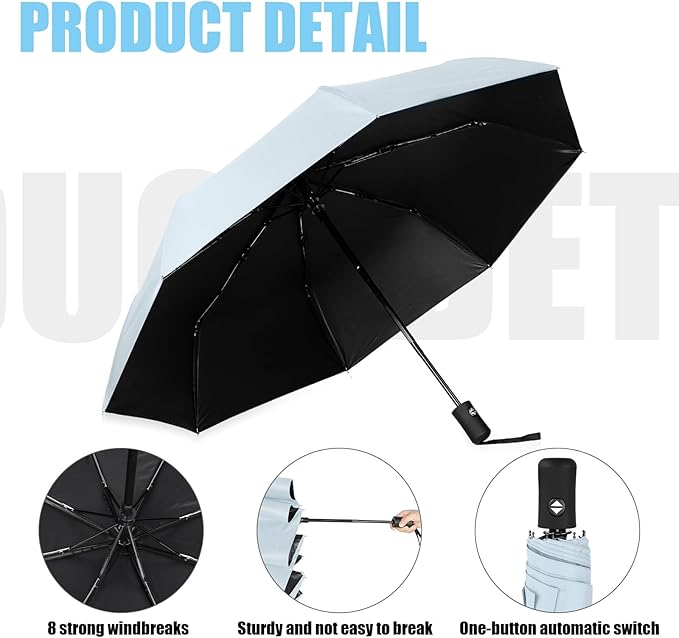 Jexine 6 Pcs Travel Compact Umbrella Automatic Open Close Windproof Small Light Backpack Purse Car Portable Collapsible Umbrella for Rain, Men Women