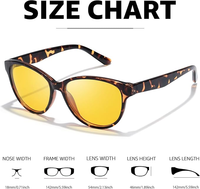 Myiaur Night Vision Driving Glasses for Women, Polarized Anti Glare Yellow Lens Glasses for Nighttime, UV400 Protection