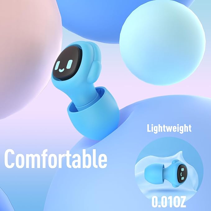 2 Pairs Kids Ear Plugs for 5-12 Yr, 27 dB Noise Reduction Extra Small Earplugs, Ear Plugs for Kids for Noise Sensitivity, Socializing, Sleep, Focus, 4 Sizes Ear Tips in XS-L (2X Purple+Cord)