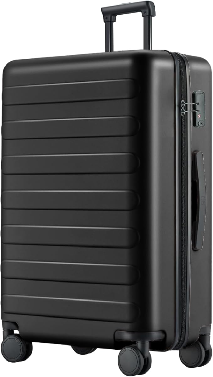 NINETYGO Large Checked Luggage 28 Inch, Checking In Luggage with Smooth Spinner Wheels, Lightweight, Hard Shell PC Suitcase, Lightweight Travel Luggage, TSA Approved (Black, Rhine Basic)