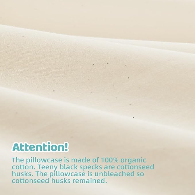 LOFE Organic Pillow with Pillowcase - 20x36 King Size Pillow with 100% Organic Cotton Shell, Adjustable Loft Organic King Plilow, Machine Washable, Soft, Perfect for Adults&Couples