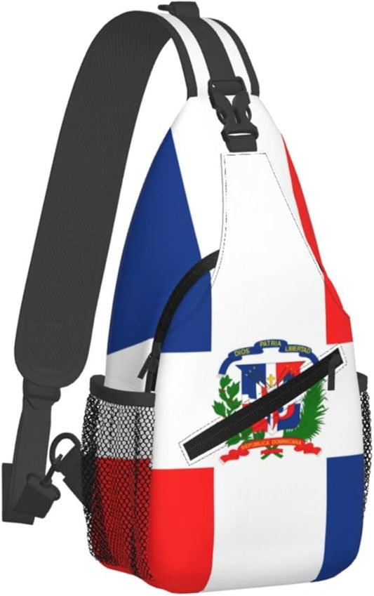 Dominican Flag Sling Bag Multipurpose Crossbody Sling Backpack Travel Cycling Hiking Shoulder Bag For Women Men