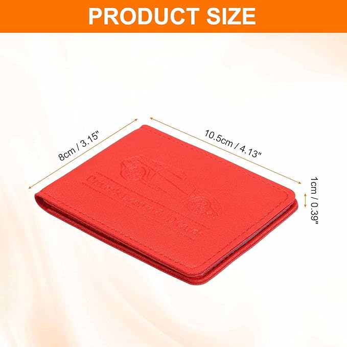 HARFINGTON Car Registration and Insurance Holder PU Leather Vehicle Glove Box Organizer Storage Accessories Car ID Holder with 8 Pockets for License ID Card Bank Card Documents, Red