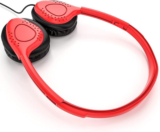 Maeline Bulk Classroom Student Headphones On Ear Stereo Headphones Adjustable Band & Faux Leather Cushions for Kids Online Learning, Library, School, Travel - 3.5mm Plug - 40 Pack - Multi Colors