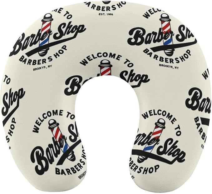Men’s Comfort U-Shaped Neck Pillow Memory Foam Travel, Barber Shop Flag U-Shape, Breathable Car Airplane Support