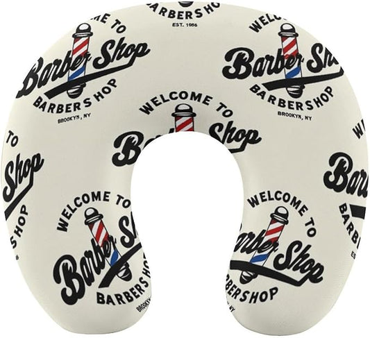 Men’s Comfort U-Shaped Neck Pillow Memory Foam Travel, Barber Shop Flag U-Shape, Breathable Car Airplane Support