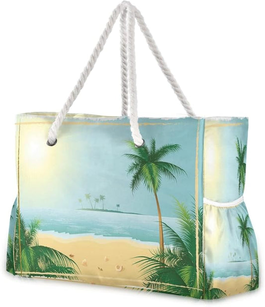 senya Large Beach Shoulder Bags Canvas Tote Water Resistant for Gym Travel Daily