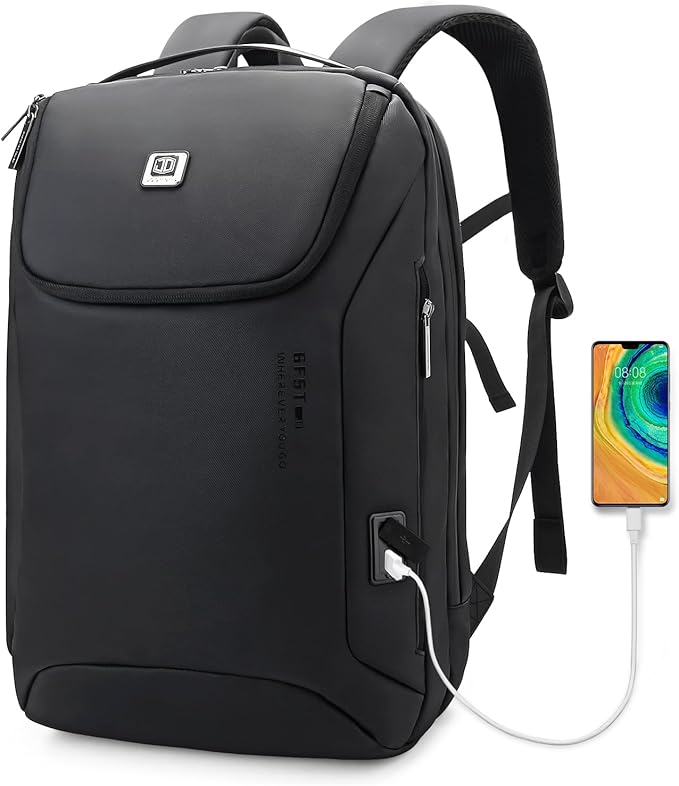 JODEBES Business Smart Backpack Waterproof fit 15.6 Inch Laptop Backpack with USB Charging Port and TSA lock,Travel Durable Backpack - Black
