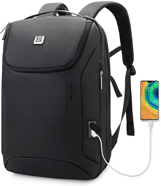 JODEBES Business Smart Backpack Waterproof fit 15.6 Inch Laptop Backpack with USB Charging Port and TSA lock,Travel Durable Backpack - Black