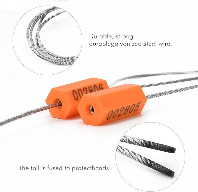 500PCS Steel Cable Seals Metal Security Seal Numbered Metal Truck Trailer Seals Security Tags Tamper Evident Tags Container Seals Pull Tight Steel Wire Seals