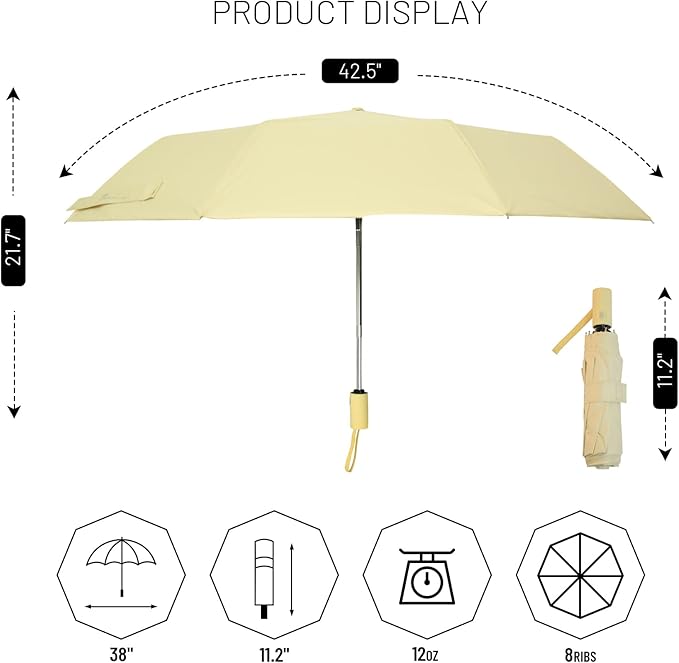 SY COMPACT Umbrella Automatic Travel Waterproof Light Folding Umbrellas Easy Carry for Women and Men