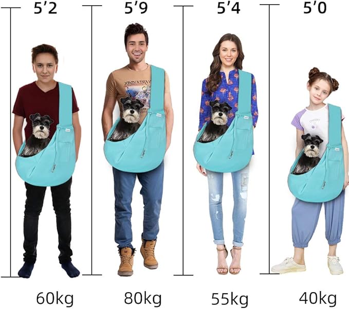 FDJASGY Small Pet Sling Carrier-Hands Free Reversible Pet Papoose Bag Tote Bag with a Pocket Safety Belt Dog Cat for Outdoor Travel Paleturquoise