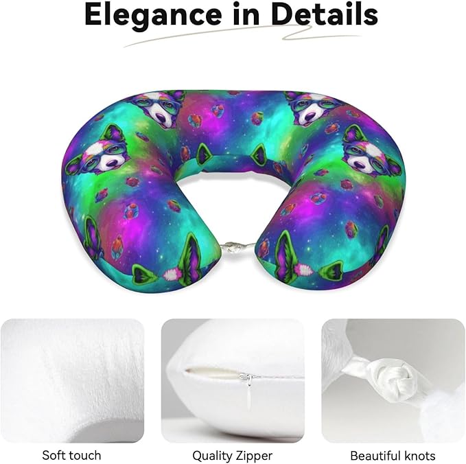 Neck Travel Pillow, Breathable Memory Foam Chin & Head Support Cushion Pit Bull Dog Art for Airplane Car Sleeping Rest