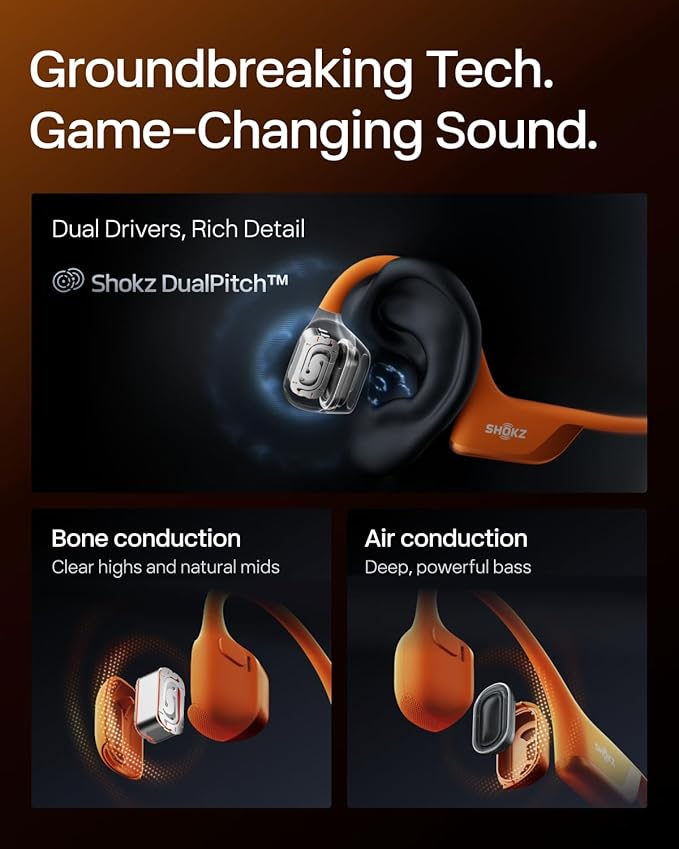 SHOKZ New OpenRun Pro 2 Mini-Open-Ear, Bone Conduction Sport Headphones -with Reflective Strip -Sweat Resistant, Workout Headphones -Secure, Wireless, Comfortable Fit-Deep Bass and Smart Mic App