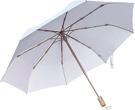 White Wedding Umbrella, Foldable, Waterproof, Windproof, Golden Color Shaft, Frame, Pongee Fabric, Aluminum Shaft, Frame, Fiberglass Ribs, Wooden Handle, Super Light, Compact Size