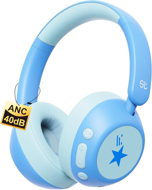 Nova1Star Active Noise Cancelling Headphones for Kids, 70H Play Time,Bluetooth6.0,3-Level Volume 75/85/94dB,ANC Safe Wireless Listen, Fast Charging,with Mic,for School,Travel & Airplane