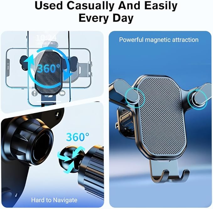 PVZXR Air Vent Car Phone Mount Holder,2026 New Wider Clamp & Metal Hook Car Phone Holder Vent [Thick Cases Friendly] Phone Holders for Your Car Mount Automobile Hands Free Cradle Air Vent (A-3PCS)