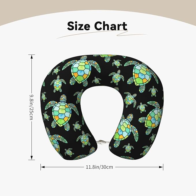 Neck Pillow Memory Foam Chin Cushion with Breathable Cover Space Watercolor Turtle Black, Cute Airplane Car Pillows for Office Head Pain Relief