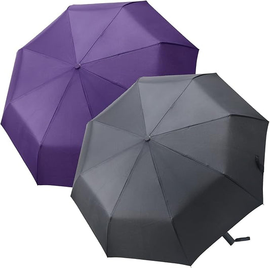 PFFY 2 Packs Travel Umbrella Windproof Auto Open & Close Collapsible Folding Small Compact Backpack Car travel Essentials Purse Umbrellas for Rain