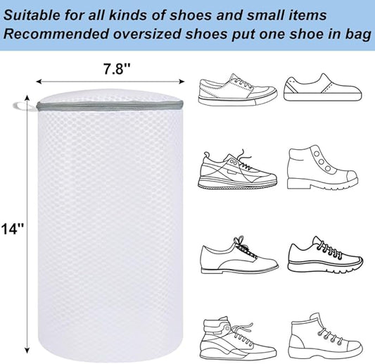 Vivifying Shoe Washing Machine Bag, 2 Pack Honeycomb Mesh Laundry Bag with Zipper for Sneakers, Running Shoes, Sock, Bras, Delicates and Toys
