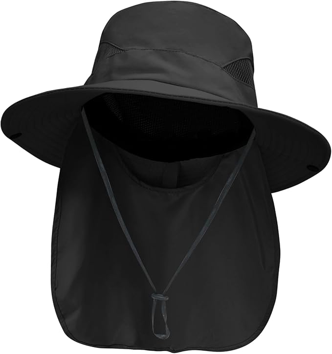 NPJY Sun Fishing Hats with Neck Flap for Men Women UV Sun Protection Bucket Hat