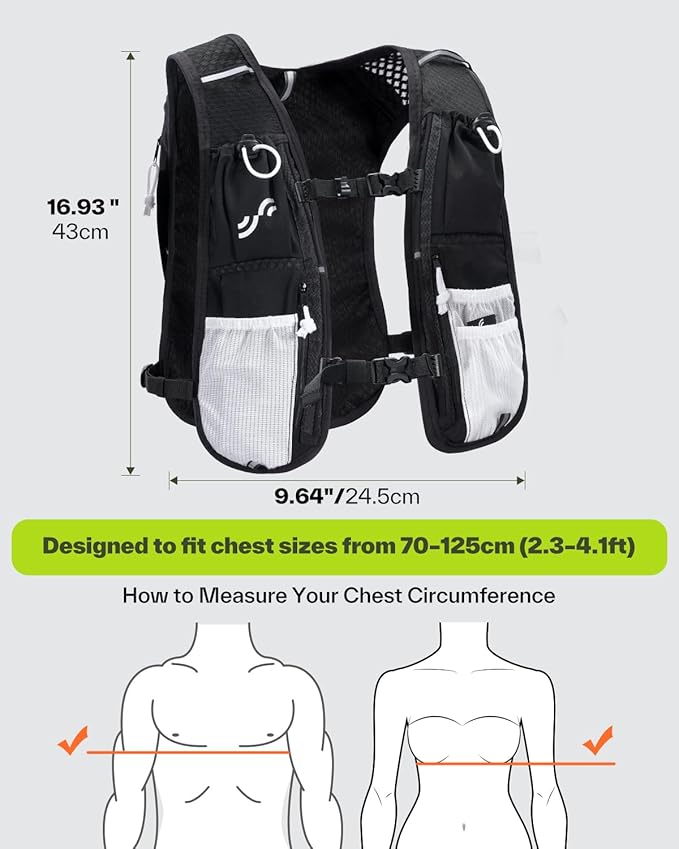 Sportneer Hydration Backpack: Running Vest with 1.5L Water Bladder & Reflective Strips - Lightweight Hydration Vest Backpack for Running Hiking Biking Cycling for Women Men