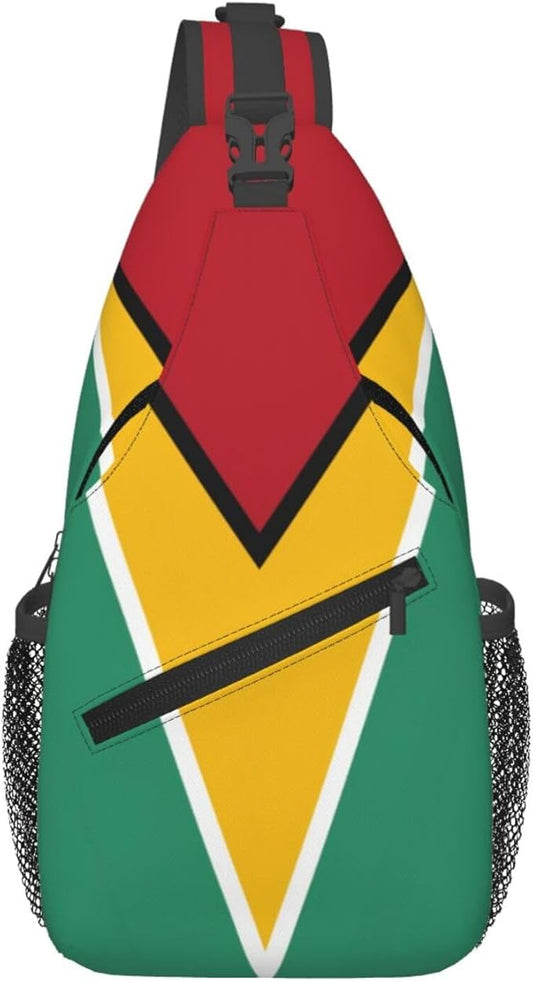 Guyana Flag Sling Bag Multipurpose Crossbody Sling Backpack Travel Cycling Hiking Shoulder Bag For Women Men