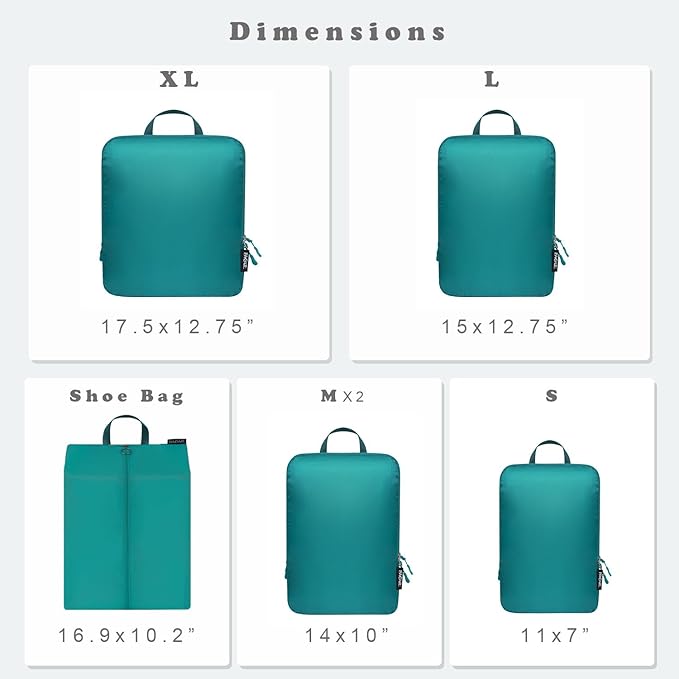 BAGAIL 6 Set Ultralight Compression Packing Cubes Packing Organizer for Travel Accessories Luggage Suitcase Backpack