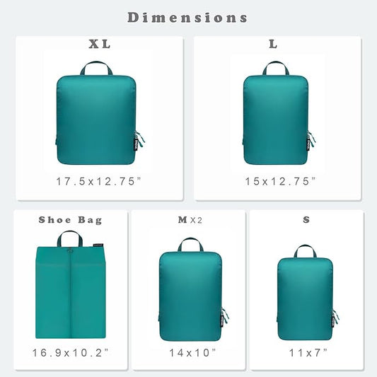 BAGAIL 6 Set Ultralight Compression Packing Cubes Packing Organizer for Travel Accessories Luggage Suitcase Backpack