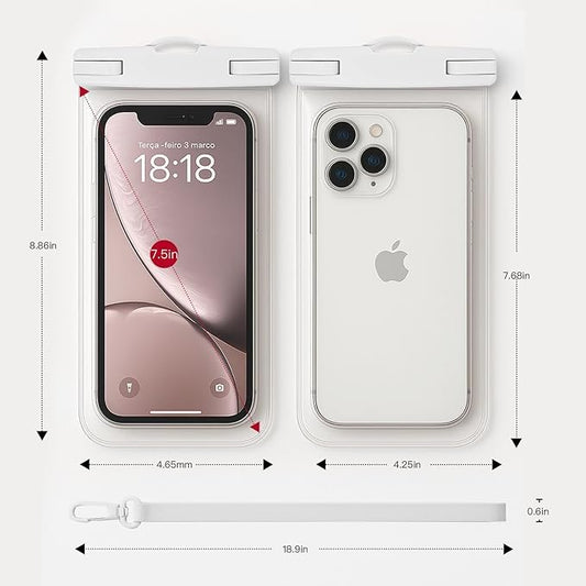 1/2 Pack Waterproof Phone Pouch Compatible with iPhone 17 16 15 Pro Max & Galaxy S24+/S23 7in Waterproof Phone Case, IPX8 Beach Travel Must Haves, Beach Essentials, Snowy White, 1 Pack