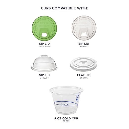 Eco-Products BlueStripe Recycled 9oz Plastic Cups, Case of 1000, Made from 30% Post-Consumer Recycled Plastic Bottles, Recycled PET (rPET) For Cold Drinks & Snacks, Clear For Visibility
