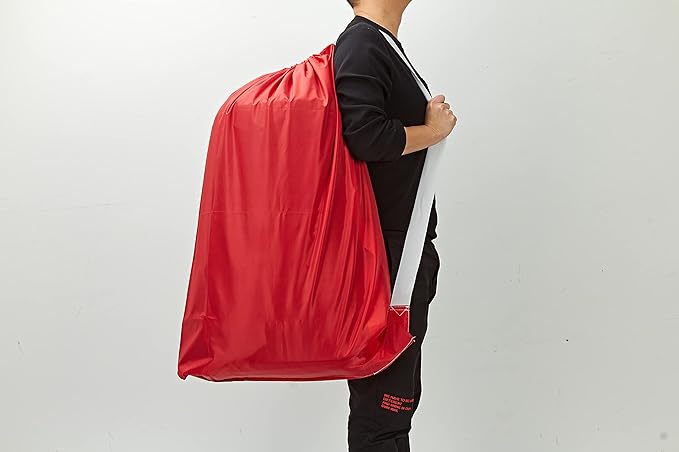 HOMEST XL Nylon Laundry Bag with Strap, Large Dirty Clothes Organizer, Easy Fit a Laundry Hamper or Basket, Can Carry Up to 4 Loads of Laundry, Red