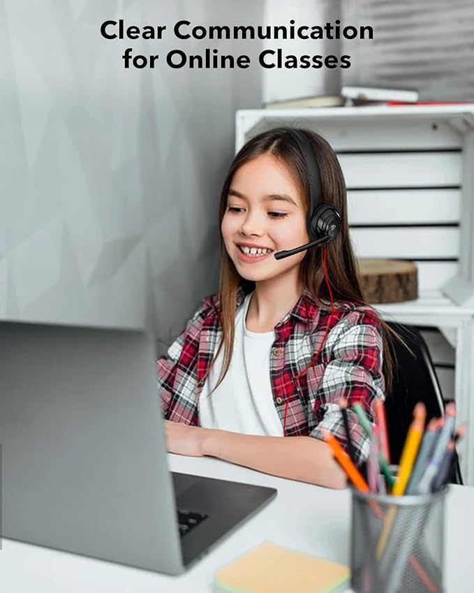 NUBWO HW02 USB Headset with Microphone Noise Cancelling &in-line Control, Ultra Comfort Computer Headset for Laptop pc, On-Ear Wired Office Call Center Headset for Boom Skype Webinars (USB-A)