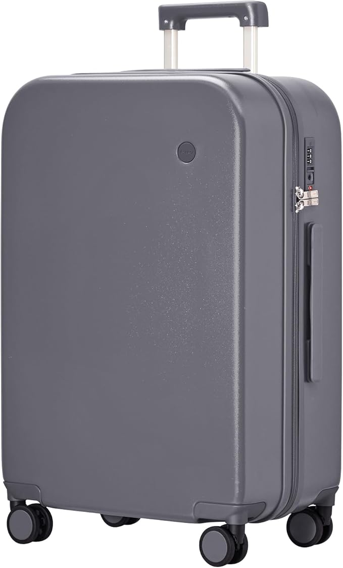 mixi Luggage Suitcase with Spinner Wheels, Hardside Rolling Suitcase PC with Cover & TSA Lock Lightweight Travel Case 28in Checked in, Rock Gray