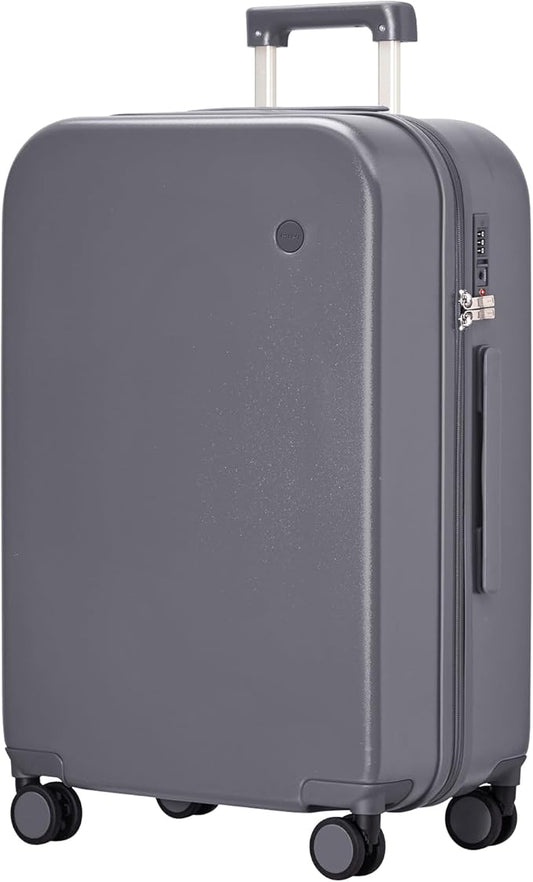 mixi Luggage Suitcase with Spinner Wheels, Hardside Rolling Suitcase PC with Cover & TSA Lock Lightweight Travel Case 28in Checked in, Rock Gray
