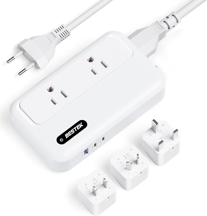 BESTEK 220v to 110v Converter with PD35w, 200w AC Voltage Converter US to Europe, Step Down Converter for Hair Straightener/Curling Iron with EU UK FR DE ES AU Travel Adapter (Unavailable Hair Dryer)