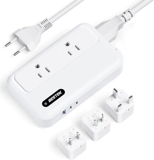 BESTEK 220v to 110v Converter with PD35w, 200w AC Voltage Converter US to Europe, Step Down Converter for Hair Straightener/Curling Iron with EU UK FR DE ES AU Travel Adapter (Unavailable Hair Dryer)