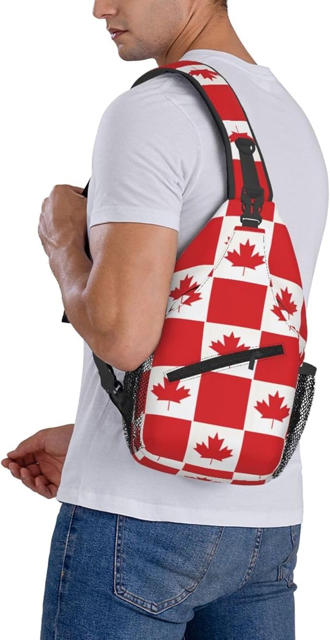 Canadian Flag Sling Bag Multipurpose Crossbody Sling Backpack Travel Cycling Hiking Shoulder Bag For Women Men