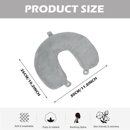 Travel Neck Pillow Cover, Neck Pillow Case, Pure, Soft and Smooh, Airplane Pillow Replacementt Cover Washable (Only Pillow Covers, no Filler)