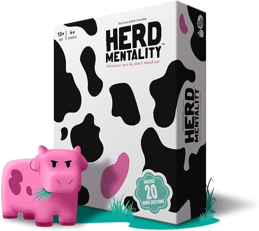 Herd Mentality: Udderly Funny Family Board Game | Easy & Fun for Big Groups of 4-20 Players | Includes 20 Extra Exclusive Questions