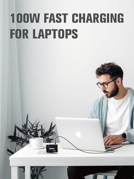 GOOLOO 100W USB C Charger Block, 4-Port Foldable Compact Fast Wall Charger for MacBook Pro/Air/iPad/iPhone Series and More, SuperSafe Power Adapter for GT3000/GT4000S/GT4000/GT6000/A7 Jump Starters