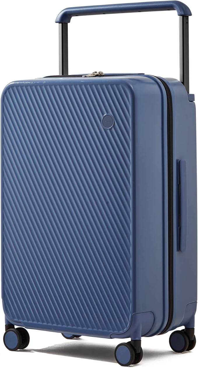 mixi Carry On Luggage Airline Approved 20'' Lightweight Luggage Wide Handle PC Hardshell Suitcases with Spinner Wheels & TSA Lock, Sapphire Blue