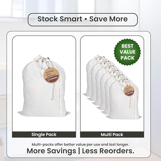 LFH Home Cotton Canvas Extra Large Laundry Bag with Handle, Stylish Drawstring Heavy Duty Laundry Bags For Travel, Home, Hotel, College Dorm and Camp Storage Bag 24x36 Inch, White, Thanks Giving