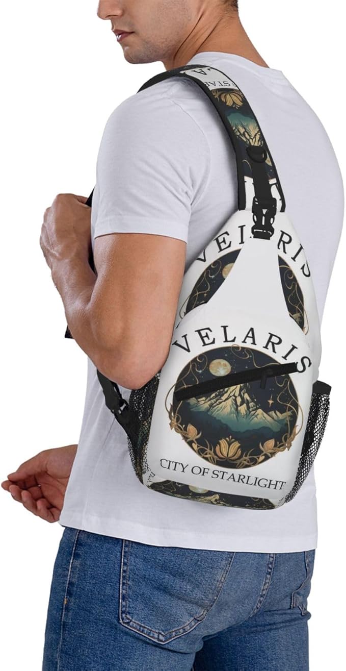 Velaris The City Of Starlight - The Night Court Fantasy Aesthetic Crossbody Bag Trendy Sling Bag Bakpack Casual Chest Bags Daypack For Hiking Walking Travel Running(1)