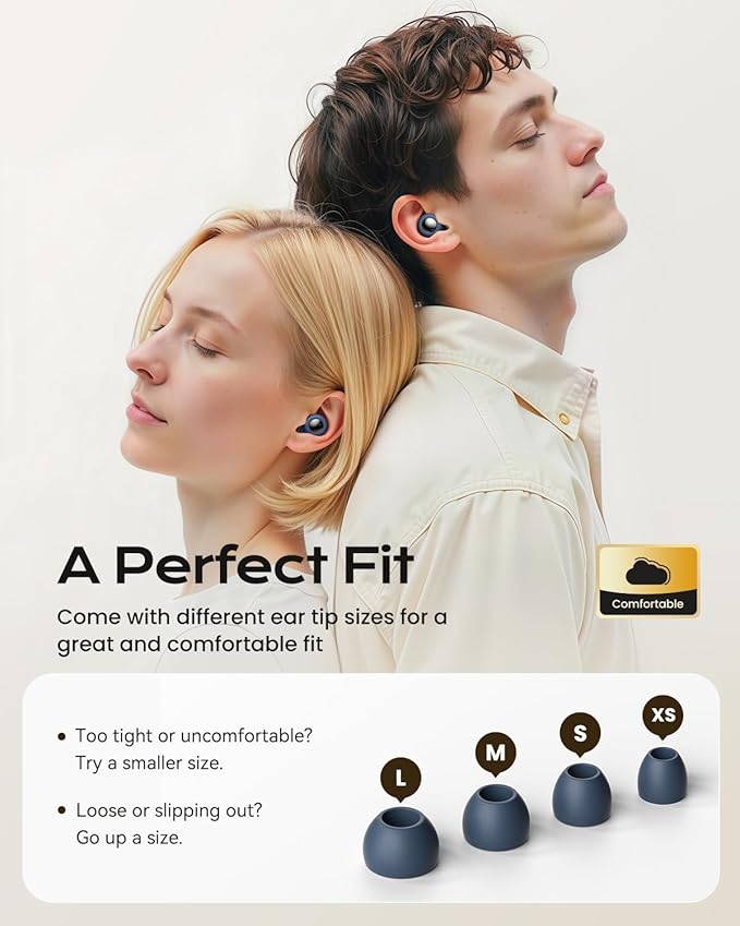 ESSAGER Ear Plugs for Sleeping Noise Cancelling, Reusable Silicone Earplugs for Sleep, Deep Focus, Travel, High-Fidelity Hearing Protection, 45-49dB Noise Reduction,Blue